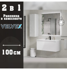 Тумба с раковиной подвесная Velvex Klaufs tp.KLA.MAR.100.1Y белый, 100 см