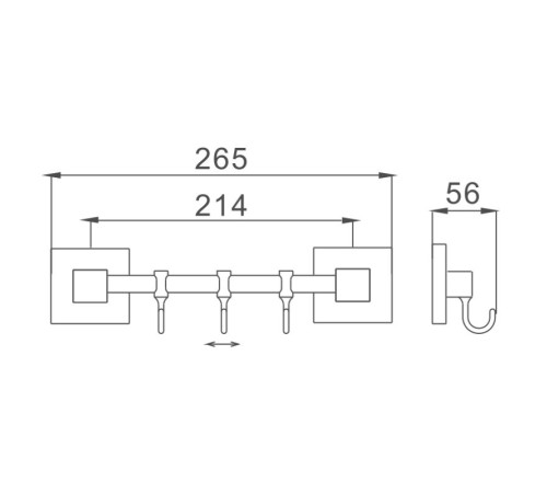 Планка с крючками для полотенец Haiba HB8615-3, хром