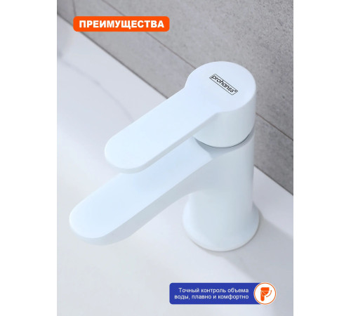 Смеситель для раковины с гигиеническим душем Prohanss P64.12.08, белый
