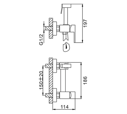 Гигиенический душ со смесителем FRAP F7504-6, черный