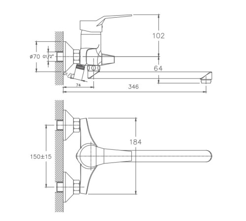 Смеситель для ванны Haiba HB2263, хром