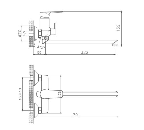 Смеситель для ванны Haiba HB22563, хром