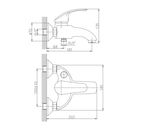 Смеситель для ванны Haiba HB3221, хром