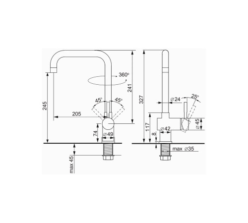 Смеситель для кухни Ulgran U-023-308, черный