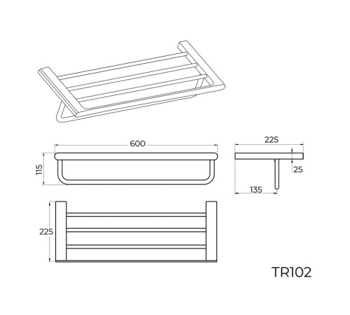 Полка для полотенец Knotlor  TR102GM, оружейная сталь