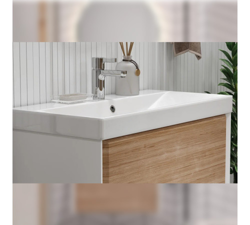 Тумба с раковиной подвесная Velvex Gesso tp.GES.9696.80.2Y белый матовый/дуб сонома, 80 см