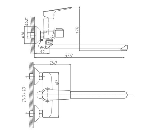 Смеситель для ванны Haiba HB22506, хром