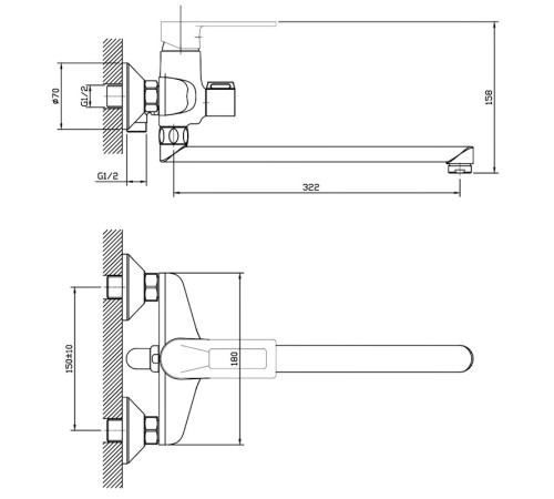 Смеситель для ванны ESKO BD 31, хром