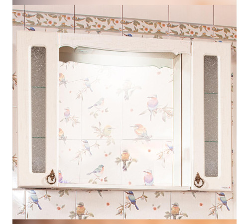 Зеркало с двумя шкафчиками Бриклаер КАНТРИ 105SS, бежевый дуб прованс