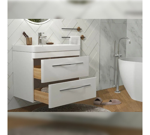 Тумба с раковиной подвесная Velvex Jill tp.JIL.9595.80.2Y белый матовый, 80 см
