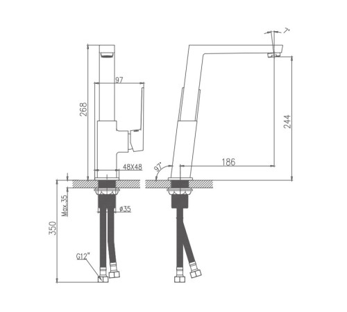Смеситель для кухни Haiba HB70191, хром