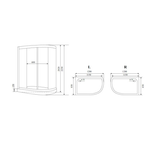 Душевая кабина Timo Standart Silver Fabric T-6602SRF, 120x85x220