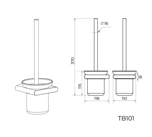 Ершик для унитаза Knotlor TB101BL, черный