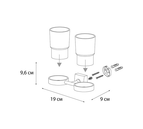 Стакан для ванной комнаты двойной FIXSEN KVADRO FX-61307, хром