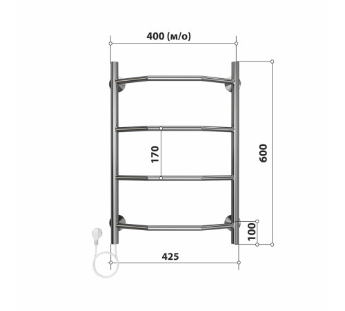 Полотенцесушитель электрический Stelmix 60x40 см, трапеция