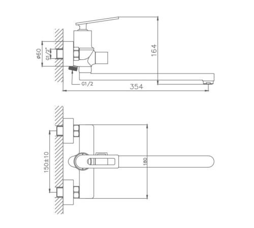 Смеситель для ванны Haiba HB22589, хром