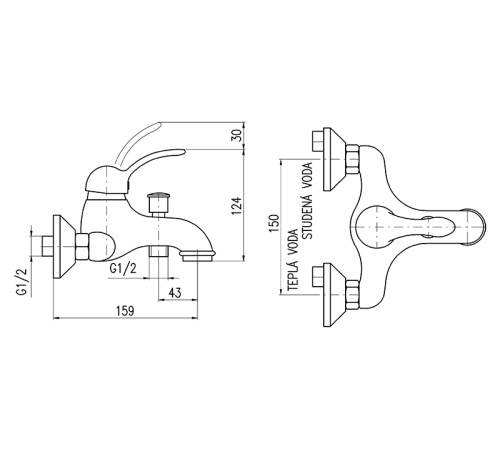 Смеситель для ванны Rav Slezak Labe L054.5BC