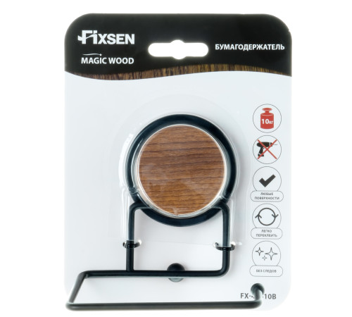 Держатель для туалетной бумаги FIXSEN MAGIC WOOD FX-46010B, черный/коричневый
