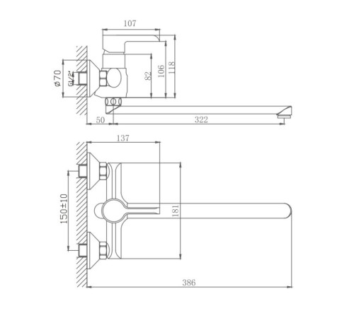 Смеситель для ванны Haiba HB22805-7, черный