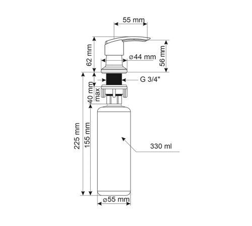 Дозатор для моющего средства Ulgran Quartz UQ-02-09, асфальт