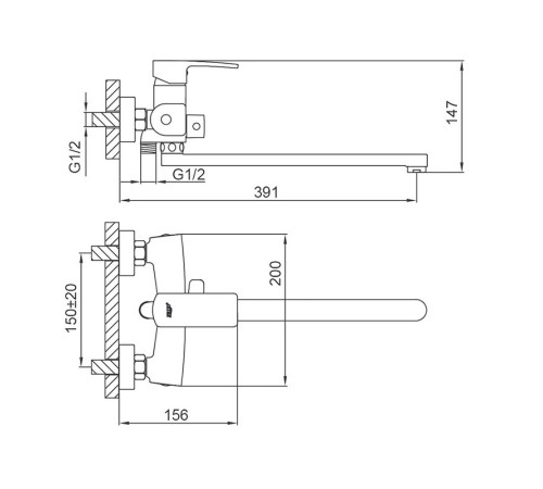 Смеситель для ванны FRUD R22152, черный