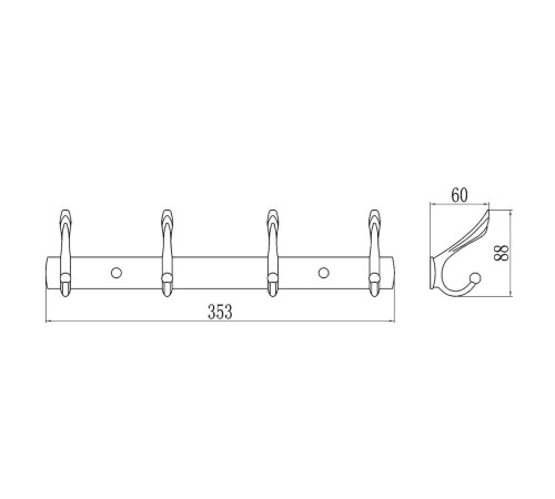 Планка с крючками Savol S-00114B, золото