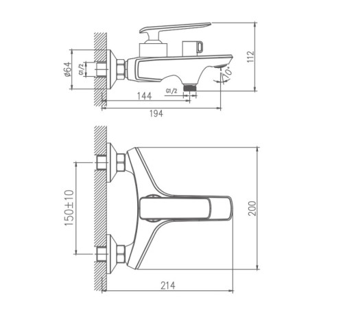Смеситель для ванны Haiba HB60548-7, черный