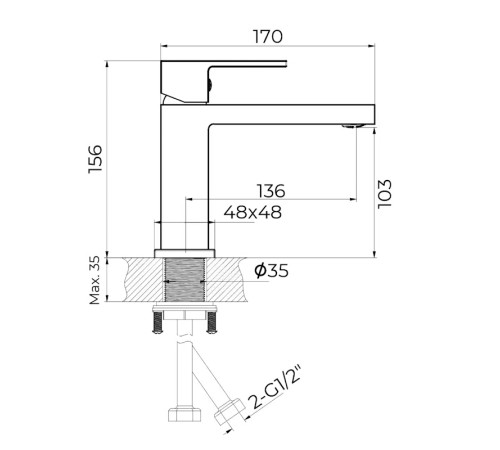 Cмеситель для раковины Knotlor KN-20, хром