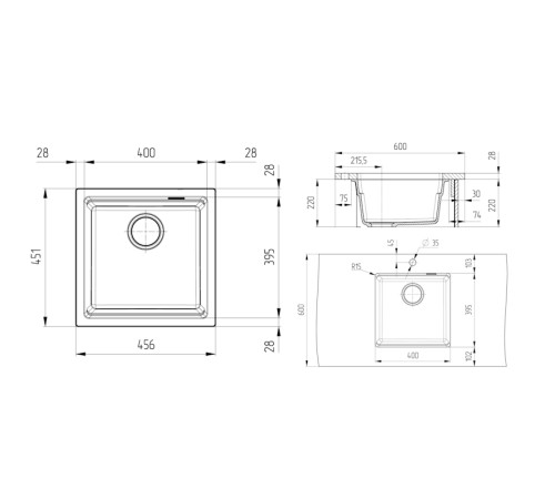 Кухонная мойка Grandex Aqua Comfort 500105, черный металлик