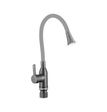 Смеситель для кухни с гибким изливом и режимом душ Fmark FS8277Q-04, графит/серый