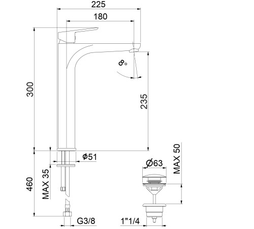Смеситель для раковины Fiore KEVON 81CR8119, хром