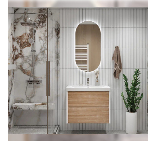 Тумба под раковину подвесная Velvex Gesso tp.GES.9696.80.2Y белый матовый/дуб сонома, 80 см