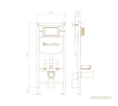 Инсталляция для подвесного унитаза Knotlor ISWC506FG (серия 1), бирюзовый