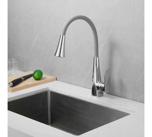 Смеситель для кухни с гибким изливом и режимом душ Haiba HB73823, хром