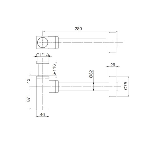 Сифон для раковины Webert AC0404015, хром