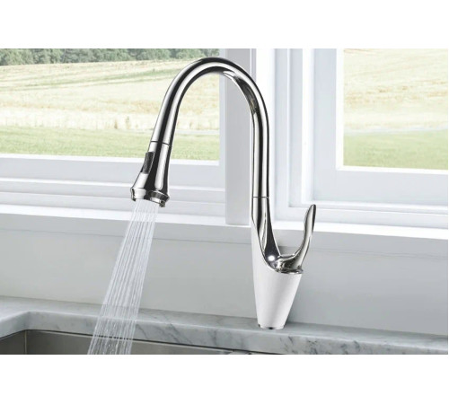 Смеситель для кухни Rose R123F, белый/хром