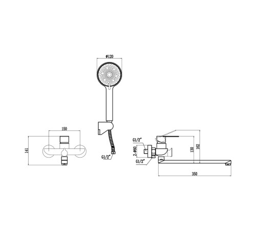 Смеситель для ванны Fmark FS8824Q, графит