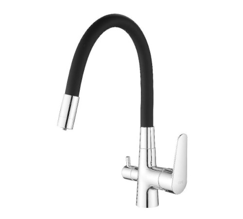 Смеситель для кухни с гибким изливом и подключением фильтра Esko Coral CL 03 B, хром/черный
