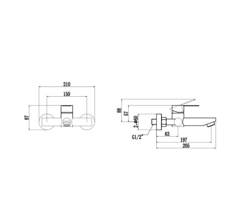 Смеситель для ванны Fmark FS8202Q, графит