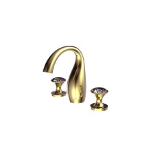 Смеситель для раковины на 3 отверстия Bravat Swan F24287G-ENG, золото