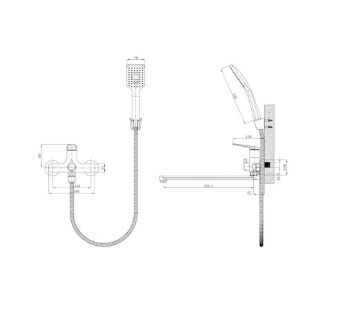 Смеситель для ванны ESKO IT31A, хром