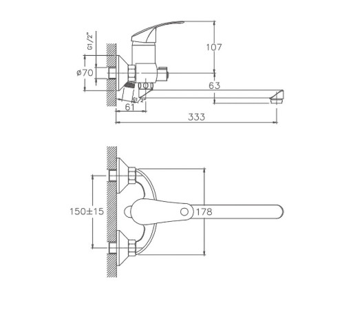 Смеситель для ванны Cron CN2321, хром