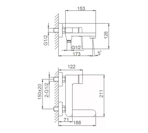 Смеситель для ванны FRAP F3285-6, черный