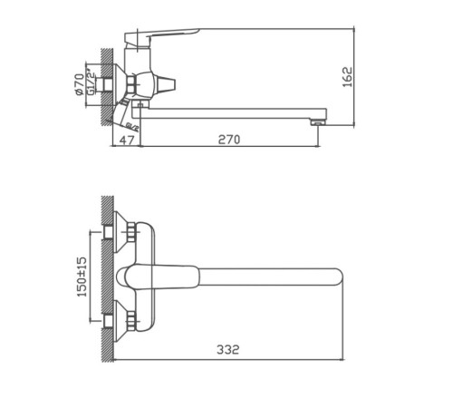 Смеситель для ванны Cron CN22521, хром