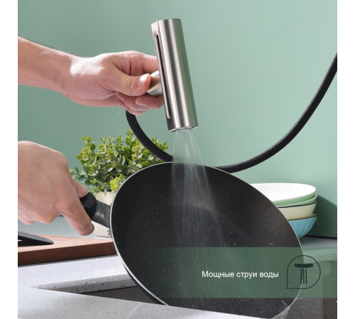 Смеситель для кухни с мультифункциональным изливом Splenka S206.49.05, сатин