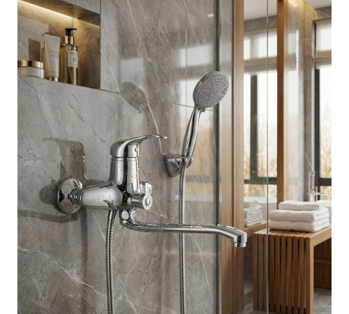 Смеситель для ванны BRAVAT F6804935CP-LB-SW, хром