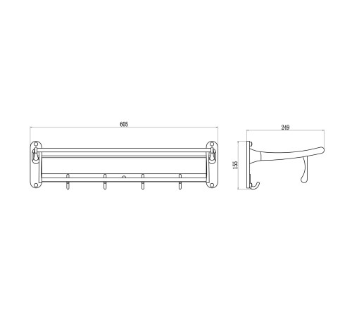 Полка для полотенец Savol S-005099Q, графит