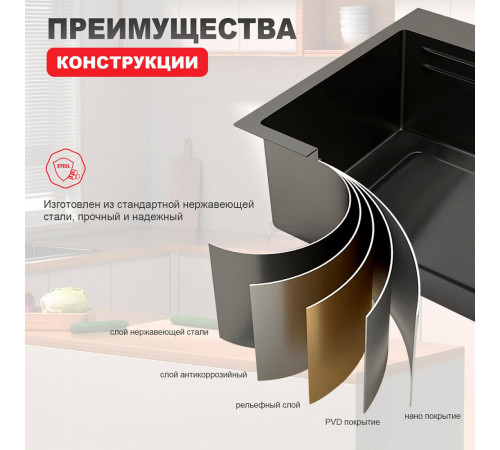 Кухонная мойка Raglo R702.7246.09, графит