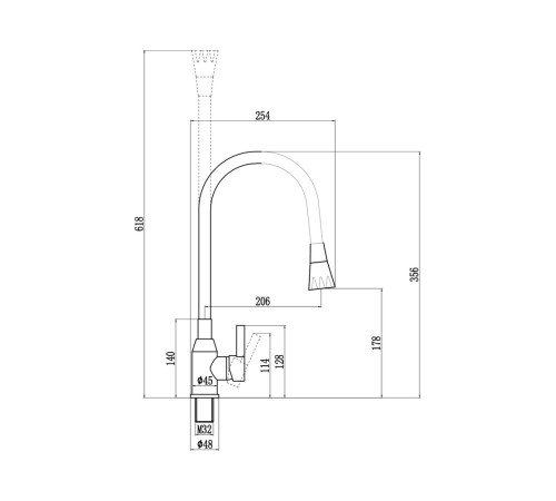 Смеситель для кухни с гибким изливом и режимом душ Fmark FS8277Q-02, графит/белый