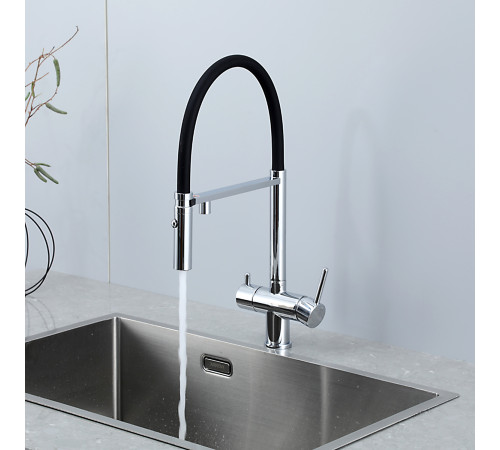 Смеситель для кухни с гибким изливом и подключением фильтра GAPPO G4397-80, хром